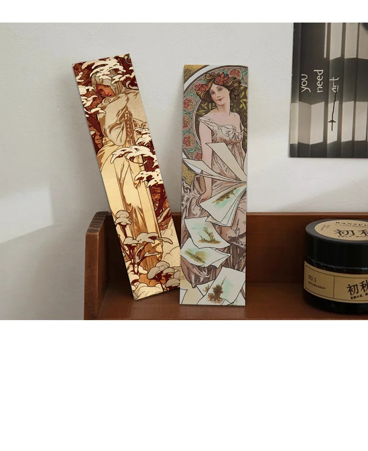 30 Stück Mucha-Lesezeichen, klassische Malerei, Geschenke, Kunstset, kreative Lesezeichen, personalisierbar, exquisit, kulturell und kreativ – Detail 5