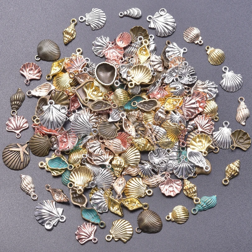 

10pcs Cute Sea Shell Conch Charms For Jewelry Making Antique Silver Color Vintage Tibetan Bronze DIY Necklace Handmade Jewelry