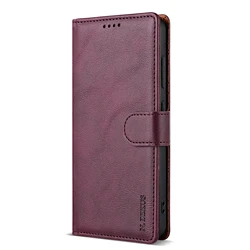 Leather Phone Case with Flip Book Card Wallet Cover for S24 FE (Claret)