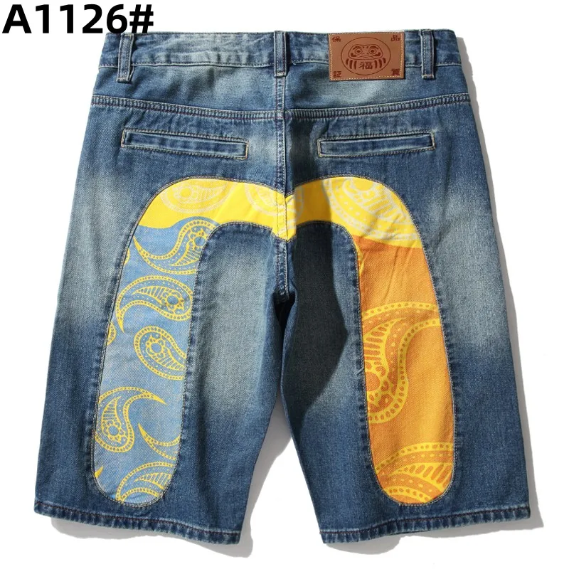 2023 summer shorts printed men's jeans fashion design men's jeans slim straight tide men's shorts
