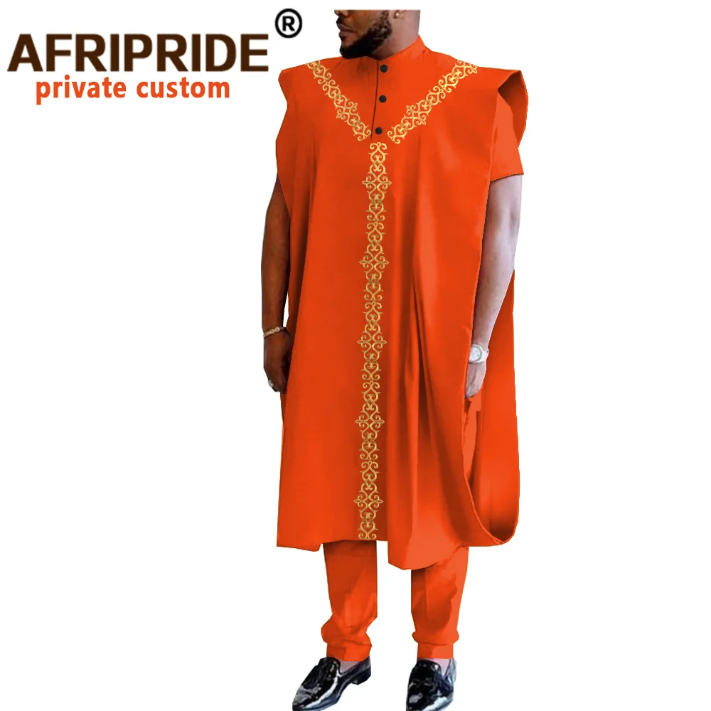 African Traditional Clothing for Men Dashiki Coats Short Sleeve Short Shirts and Ankara Pants 3 Piece Suit Agbada Robe A2016031 4