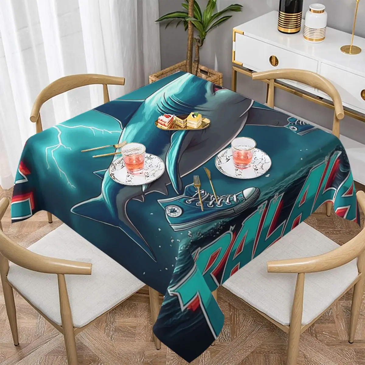 Tralalero Tralala Bootleg Brainrot Waterproof Square Tablecloth ...