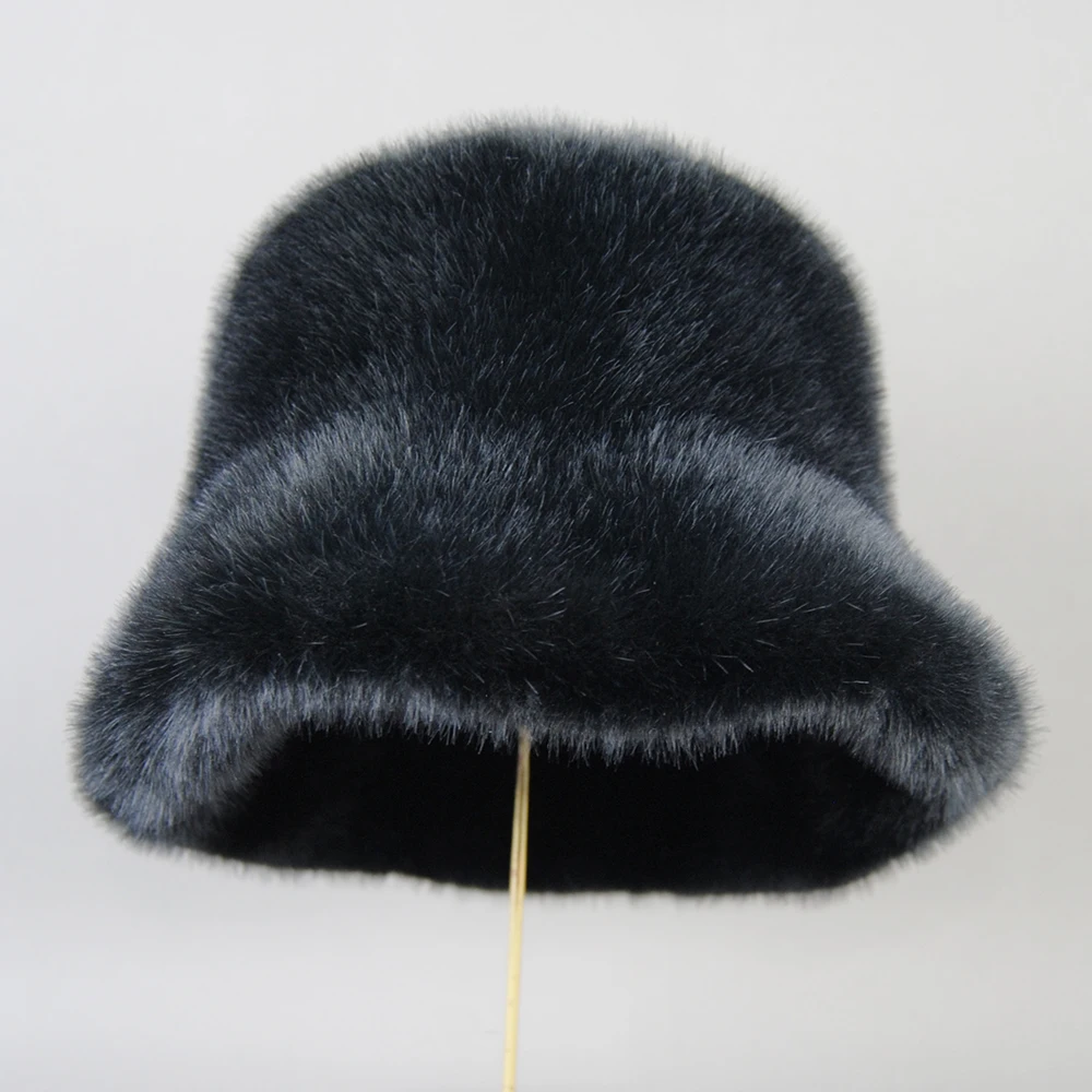 New Women Winter Luxury Knitted Faux Mink Fur Bomber Hat Warm Faux Fur Cap Girls Quality Soft Faux Mink Fur Hats 2