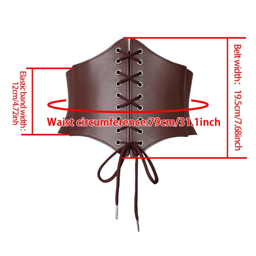 Kunstleder-Korsett für Damen mit Schnürung, Sexy Bodyshaper, Gothic-Kleidung, Unterbrust-Gürtel für Mädchen, Clubwear, Bustier, Mittelalterlicher Gürtel – Detail 2