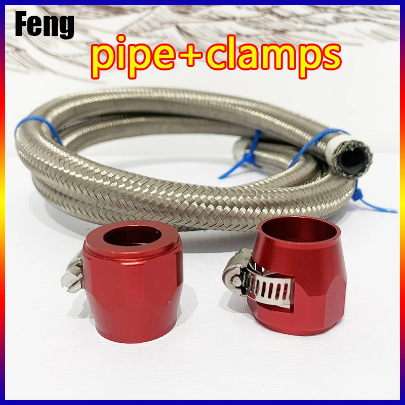 

1M 3M 5M AN4 AN6 AN8 AN10 Universal Car Oil Gas Cooler Fuel Hose Tube Clamp Suit Stainless Steel Braided Inside CPE Rubber