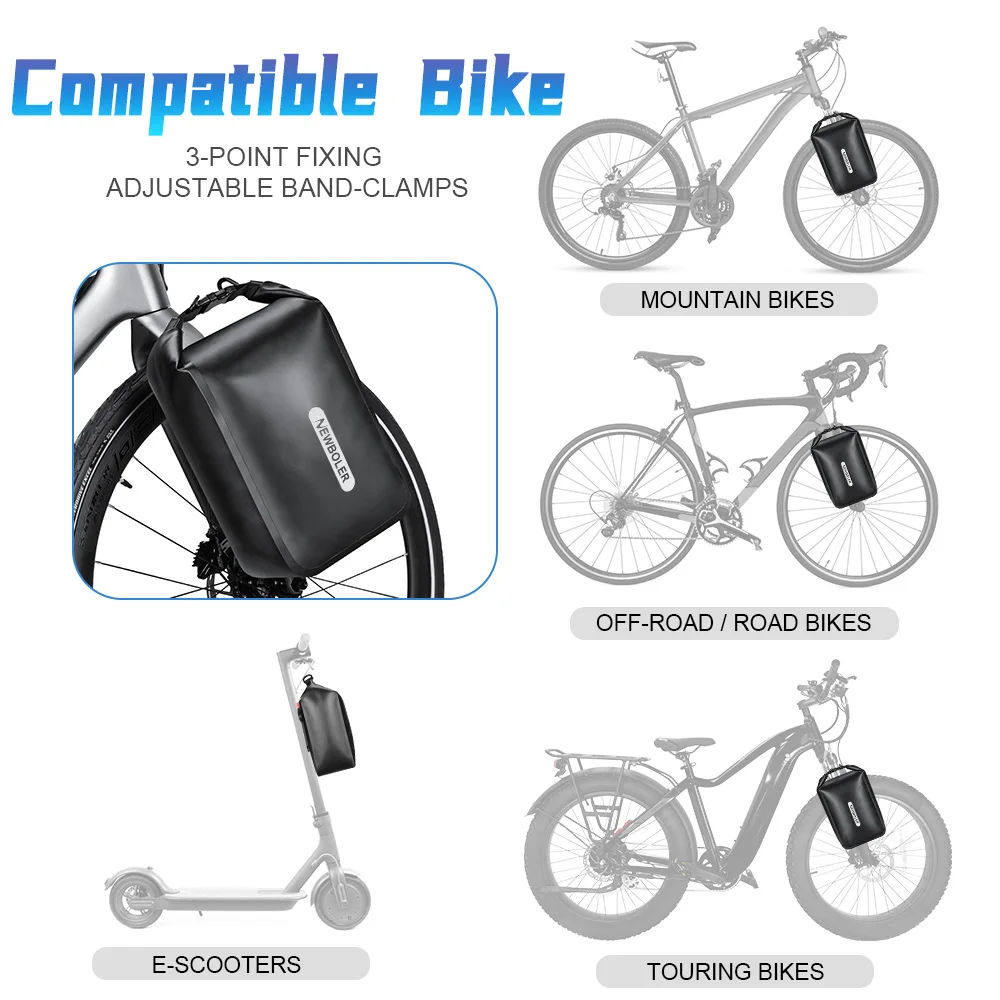 NEWBOLER Fahrradtasche 10L Wasserdichte Fahrradtasche Fahrrad Seitentasche Aluminiumlegierung Fahrrad Gepäckträger MTB Bikepacking – Detail 24