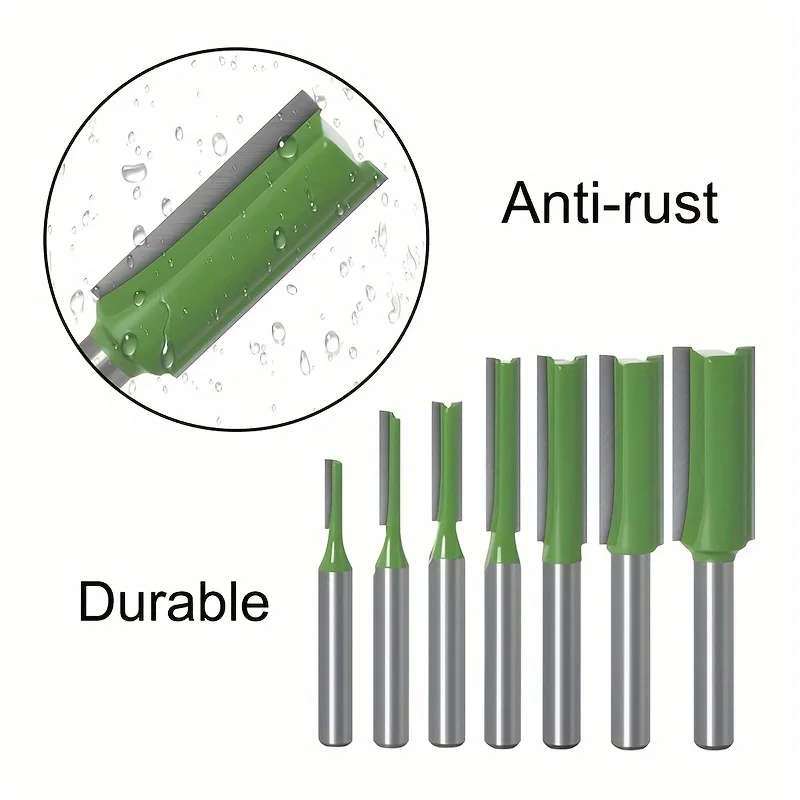 7-teiliges Hartmetall-Fräser-Set für Holzbearbeitung, 1/4 Zoll Schaft, Doppel- und Einzelschlitzfräser, Gerade Dado-Fräser, 3 4 5 6 8 10 12mm – Detail 7