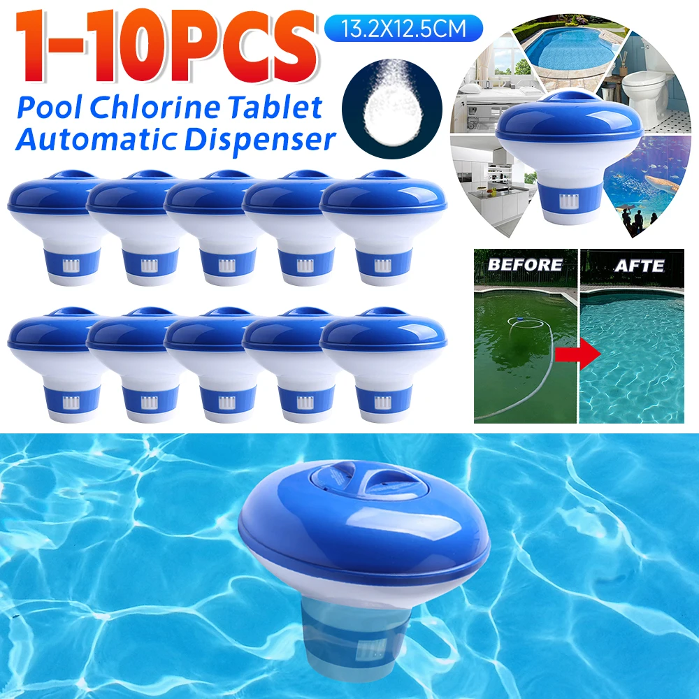 1-10PCS Pool Chlorine Floater Water Disinfection Purifier Floating Pill Chlorine Bromine Tablets Dispenser Pool Spa Tub Supplies