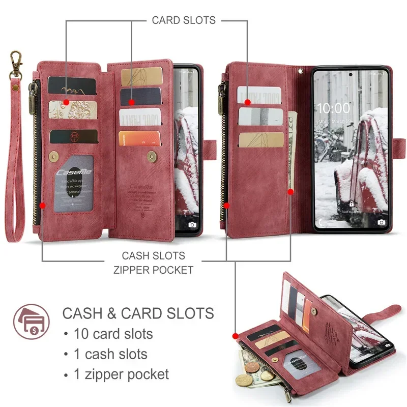 Premium Business Flip Leather Zipper Wallet Case and Card Holder