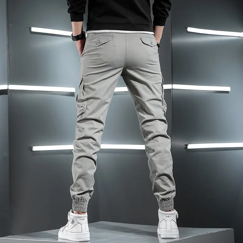 

Брюки-карго мужские тактические, уличная одежда, Джоггеры в стиле хип-хоп со множеством карманов, цвет серый, хлопковые облегающие штаны