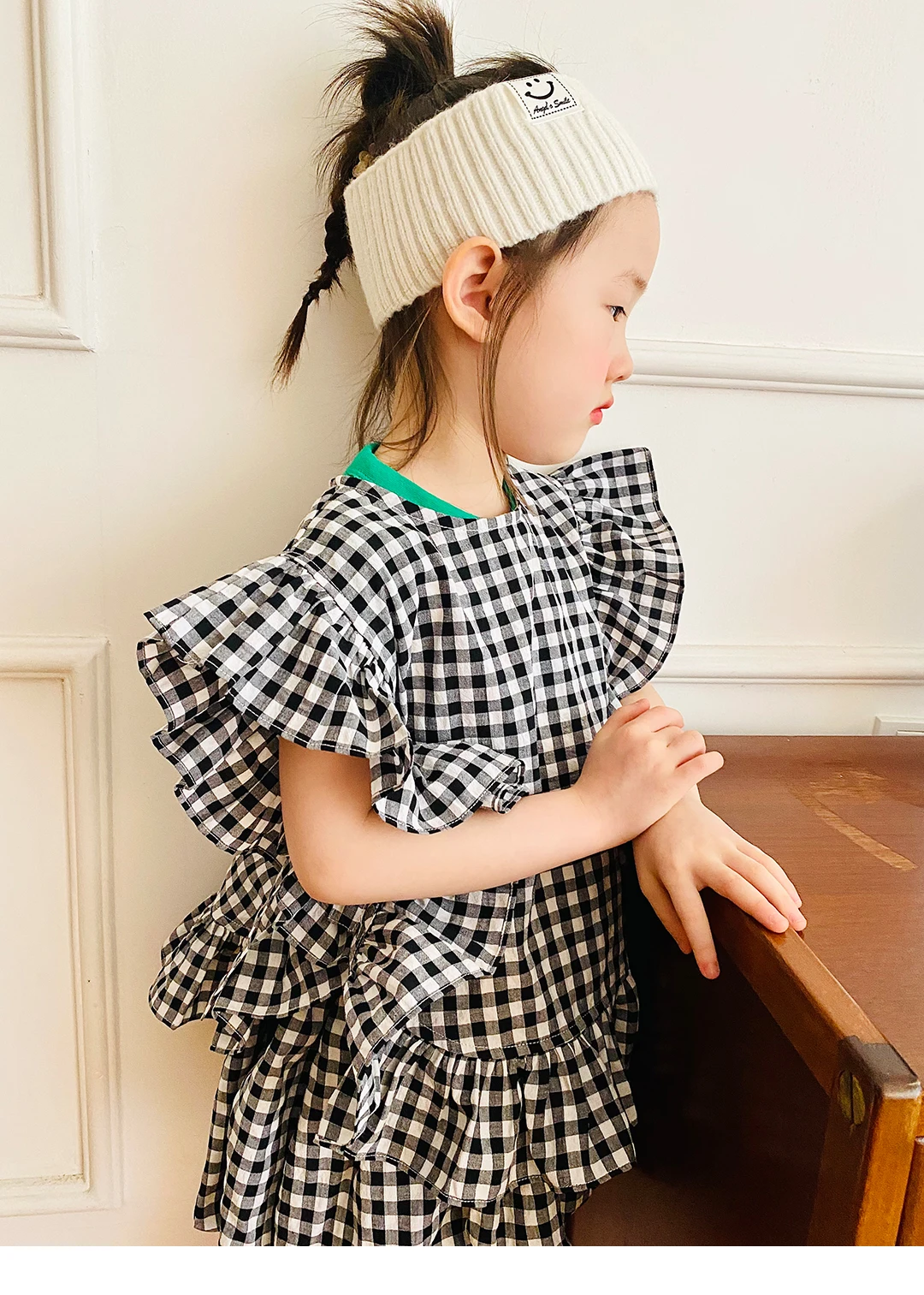 imakokoni kids 2022 original children's clothing lace plaid blouse summer all-match sleeveless vest 22896 best Outerwear & Coats