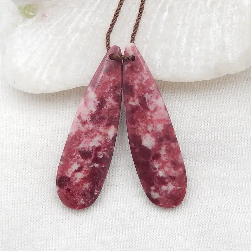 Semiprecious Natural Stone Norwegian Thulite Water Droplet Earring Bead 37x11x4mm 6g Fashion Jewelry Women Earrings Accessories