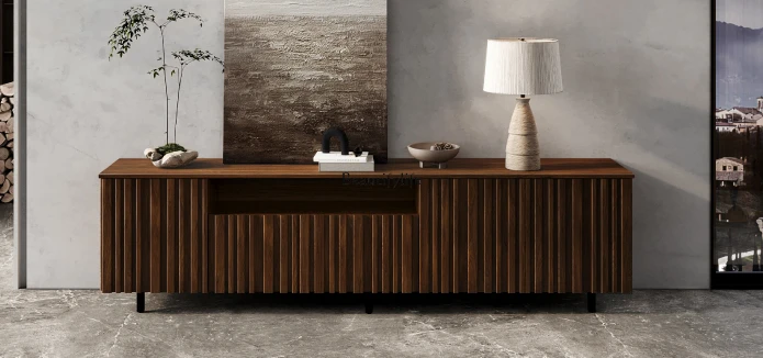 

North America Black Walnut Wooden Low Cabinet Living Room Modern Minimalist TV Stand