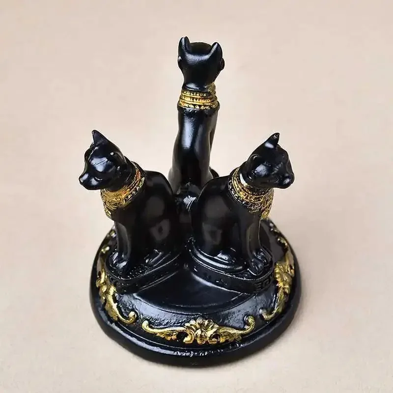 Cat Crystal Ball Diffuser Stand Cats Shape Sphere Holder Triple Egyptian Display Base Resin Figurine Statue Office Home Decor