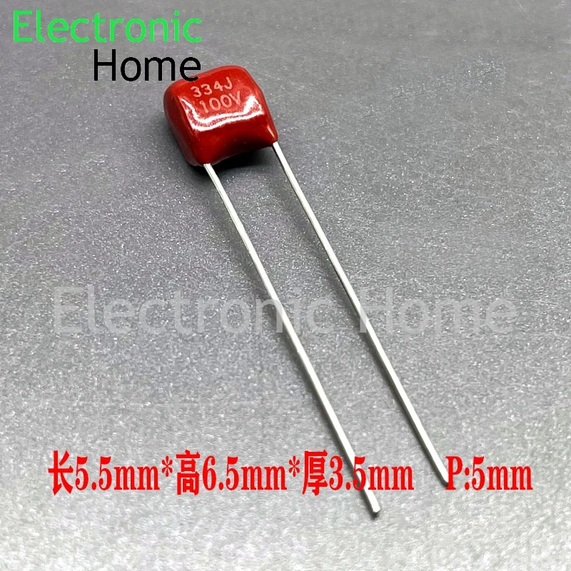 50PCS/LOT CBB film capacitor 1uf 0.68uf 0.47uf 0.33uf 0.22uf 0.1uf 63v 100v with a pin distance of 5mm 100v105j 100v104j 63v474j