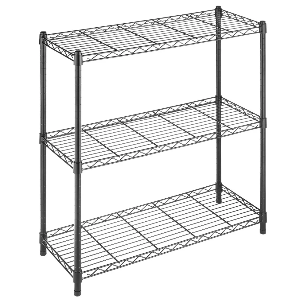 

350 Capacity Per Shelf Adjustable Shelving with Leveling Feet, Black, 3 TIER