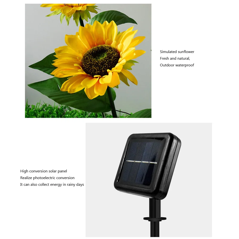 LED Sunflower Lawn Atmosphere Light Waterproof Solar Decorative Pathway Landscape Lights  Easy Installation for Courtyard