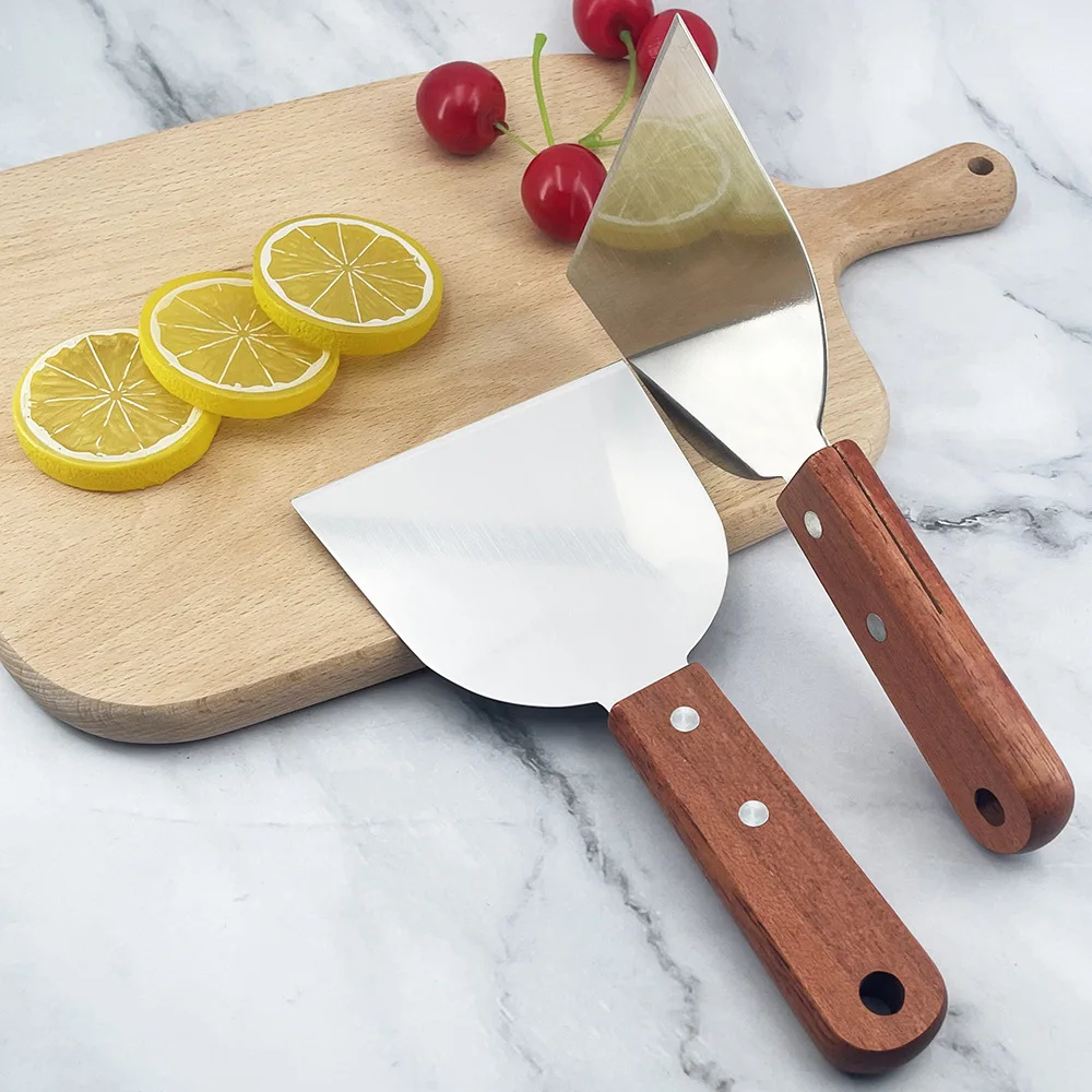 2PCS Stainless Steel Cutter Spatula Potato knife Steak Shovel Salad Scraper Chopper Pizza Cake BBQ Teppanyaki Baking Tool