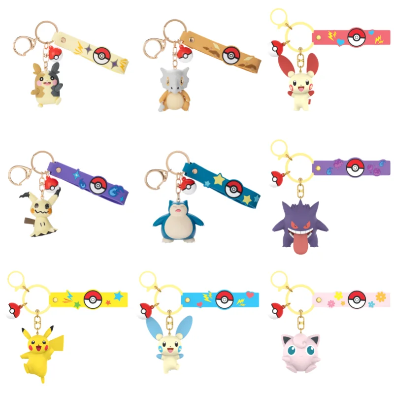 Anime Pokemon Figures Snorlax Mimikyu Cubone Keychain CarKey School Bag Backpack Decoration Desktop Decoration Toy Birthday Gift