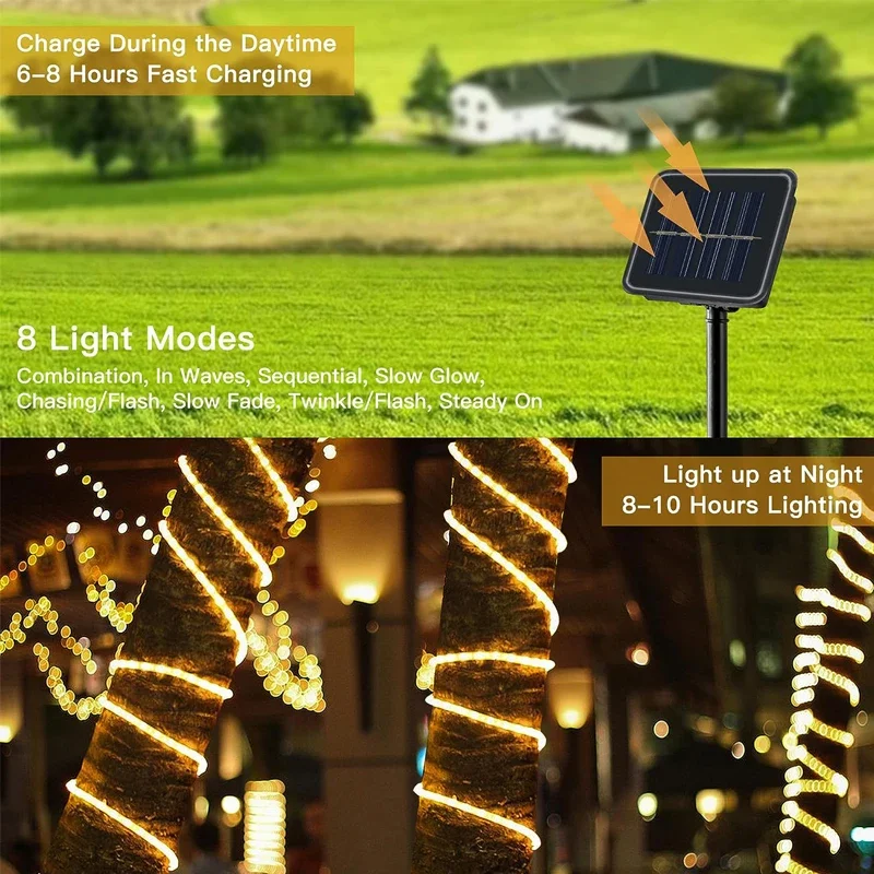 Description Picture 4 of itemLED Solar Lights Outdoor Waterproof Garden Christmas Decoration Party Camping Halloween Lights LED Rope Lights
