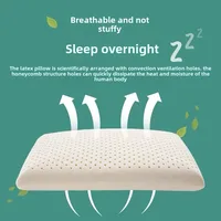 Natural latex bread pillow for men and women with high and thick neck protection, Thai rubber pillow core, long flat pillow 2