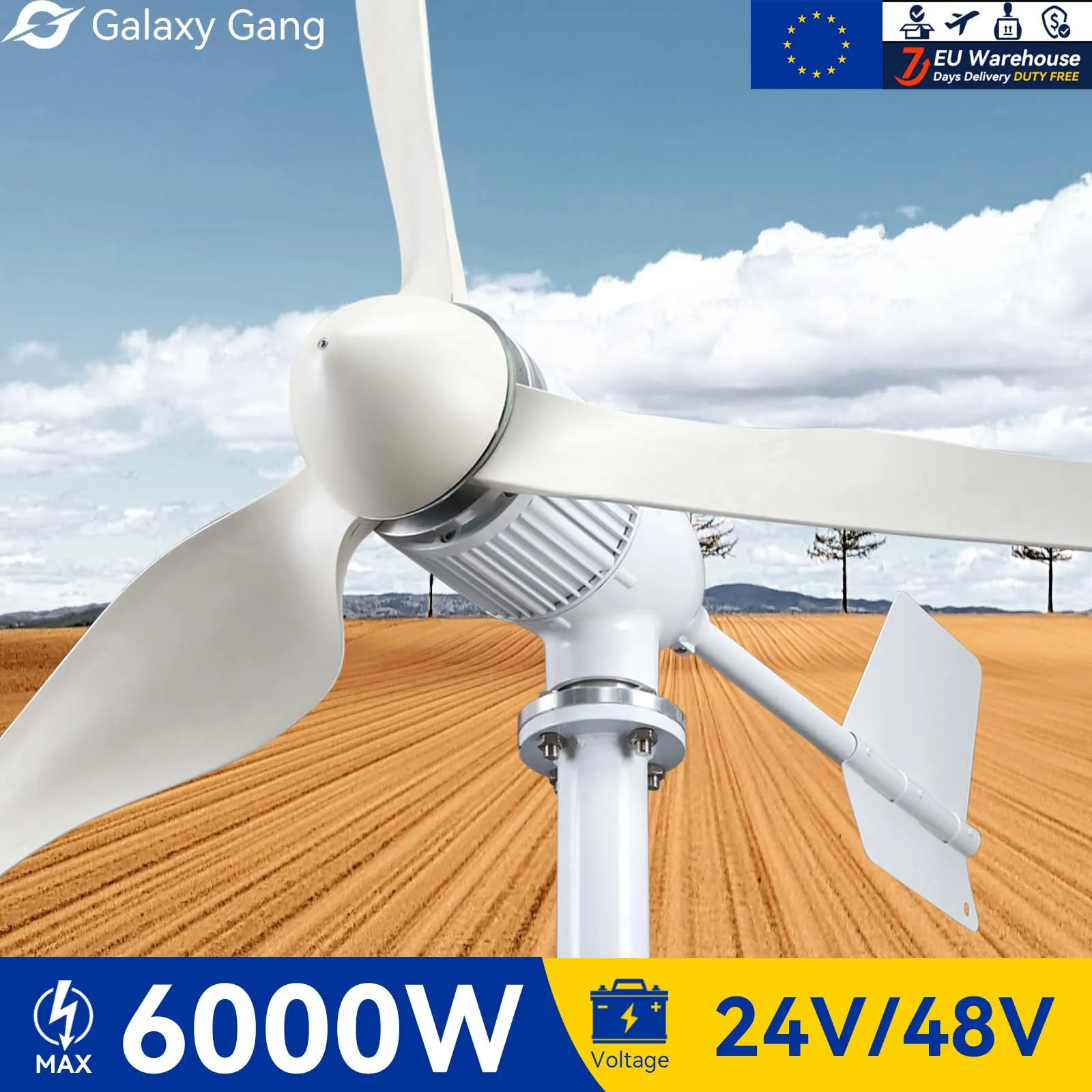 

Комплект генератора турбины Galaxy Gang 6000 Вт ветряная мельница мощность 6 кВт мощность 3 лезвия 24 в 48 в с контроллером MPPT неэлектрическая инверторная система ModelM6