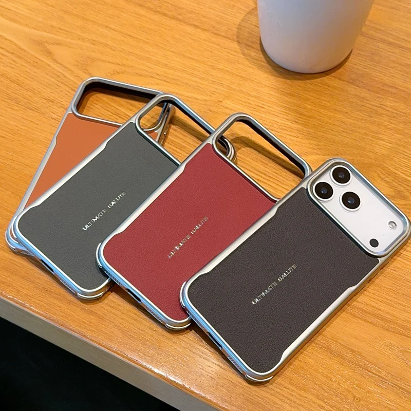 Magnetic Luxury PU Leather Shockproof Case with Metal Frame Protection