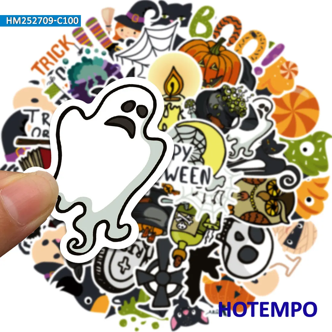 Halloween Aufkleber Set, Cartoon Schloss Monster Geist Fledermaus Hexe, Geeignet für Dekoration, Laptop, Auto, Telefon, Motorrad, Sammelalbum, Gepäck, Lustiges Sticker-Paket, 100 Stück – Detail 7