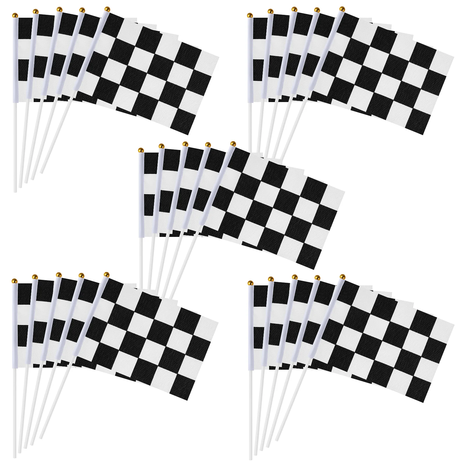 

Cheering Flag Grid Car Racing Signal Handheld Flags Starting Checkered Black Cake Decorations