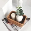 Handwoven Rectangular Rattan Wicker Basket Fruit Tea Snack Bread Picnic Cosmetic Storage Box Kitchen Supplies Household Tools 4