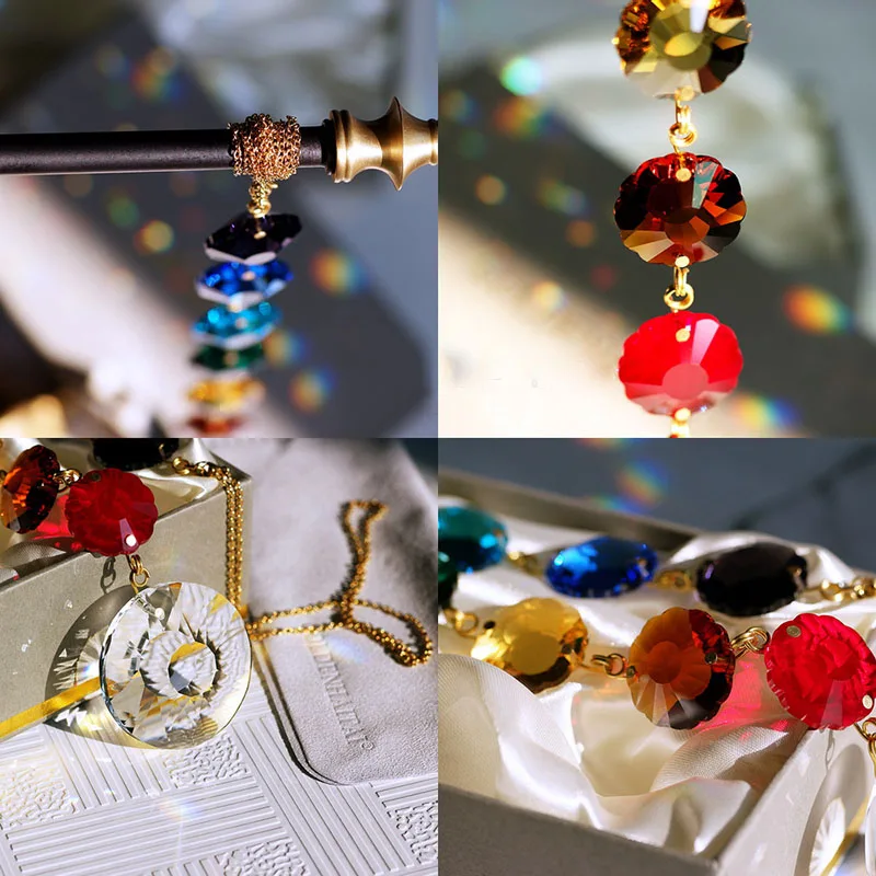 Crystal Plum Blossom Beads 25mm True Color Chandelier Prism Crystals Sun Catcher Rainbow Maker Home Garden Decoration Ornaments