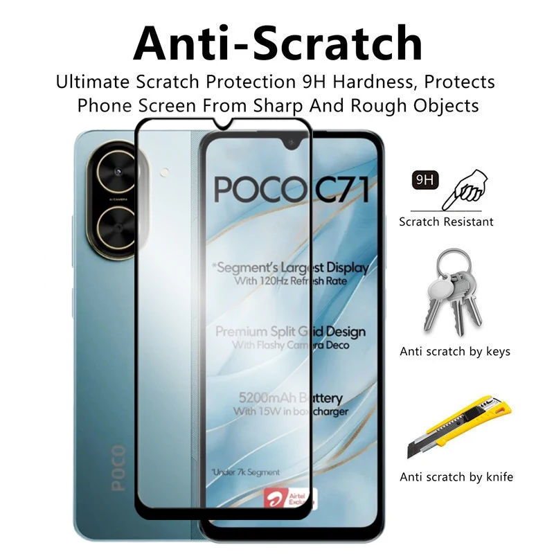 6-in-1 Tempered Glass Screen Protector and Lens Film Set - 2.5D Full Coverage