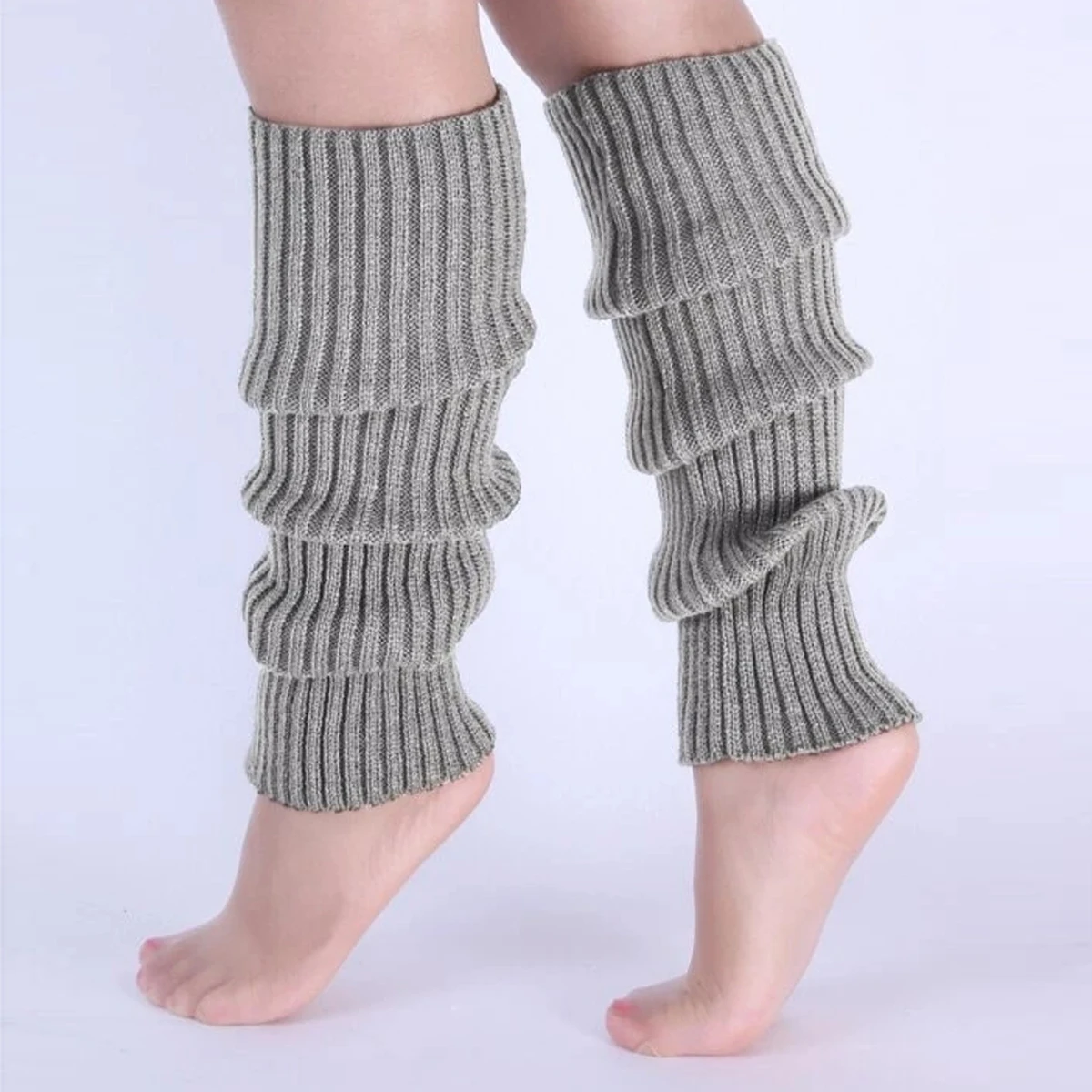 Frauen Herbst Lange Gestrickte Fuß Abdeckung Bein Atmungsaktive Wärmer Winter Protector Strumpf Legging Damen Gestreiften Bein Wärmer Socken – Detail 9