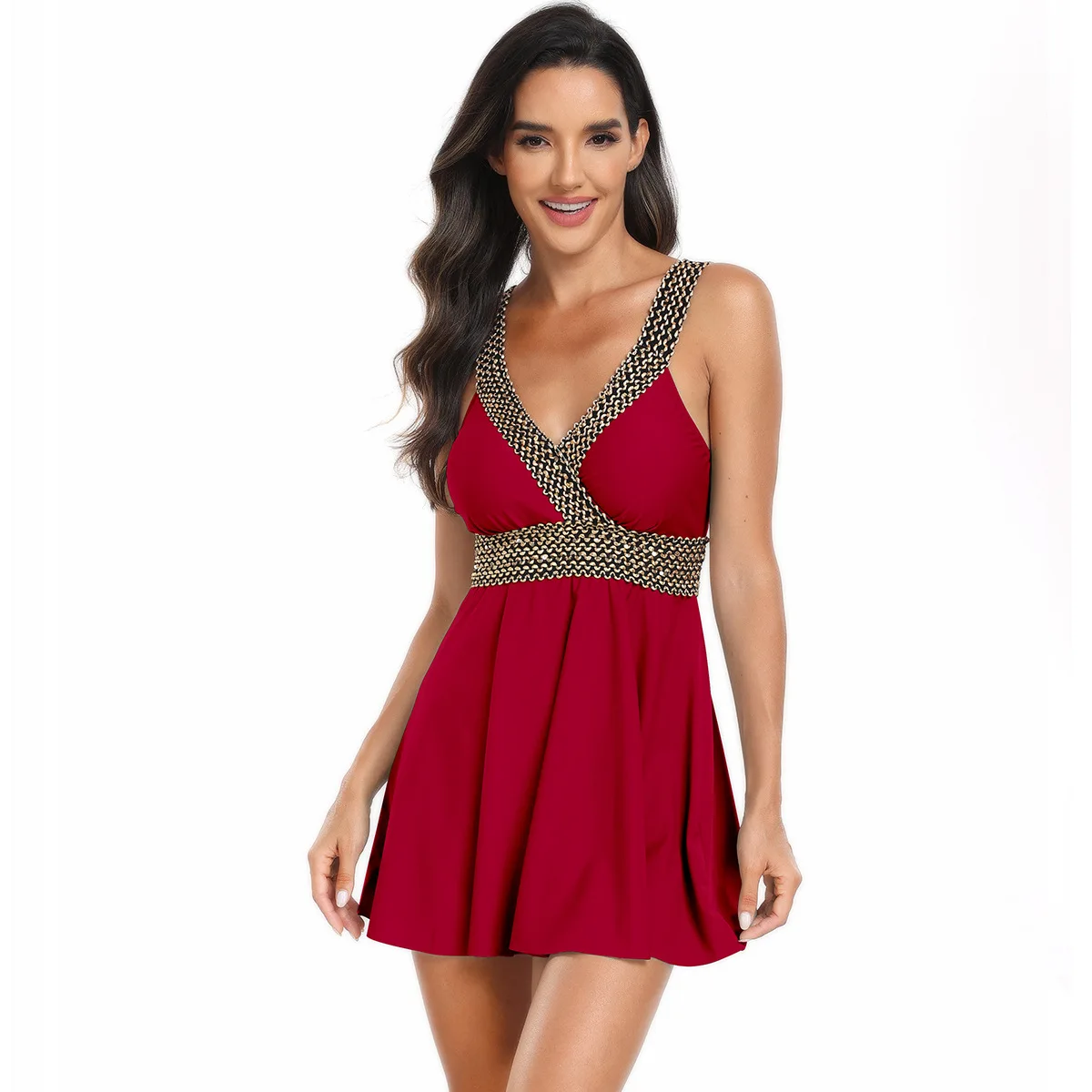 Wire Straped Swimsuit Women Two Piece Swim Dress Padded Swimwear Female Solid Bather Bathing Swimming Suit Summer Beachwear women swimsuit women two piece sets