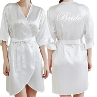 Vert foncé Satin équipe mariée Robe de demoiselle d'honneur à volants mariage peignoir Robe femmes Dressing vêtements de nuit mère demoiselle d'honneur Kimono 2