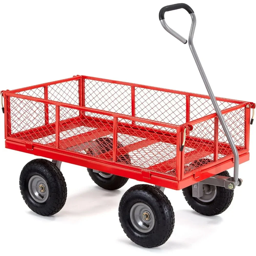 

Hand Cart Steel Utility Cart With Easy-Grip Handle for Outdoor Hauling Trolley Free Shipping Push Dolly Garden Supplies Home