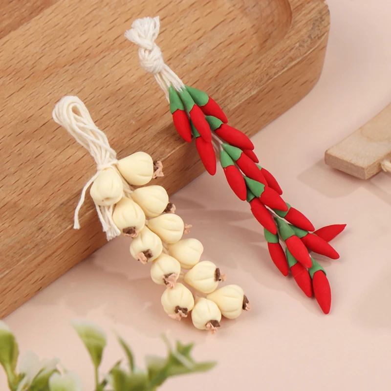 1:12 Dollhouse Miniature Simulation Food Vegetables Fake Chili Pepper Garlic DIY Scene Doll House Room Home Christmas Wall Decor 3