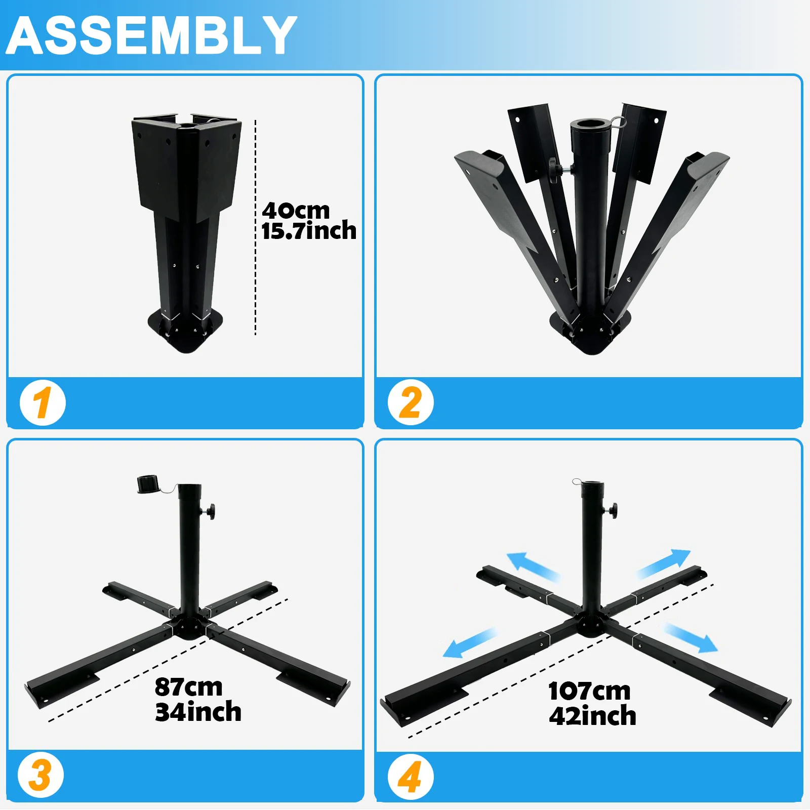CY Retractable Umbrella Fixed Bracket Outdoor Universal Cross Base Artificial Christmas Tree Adjustable Base Anti-rust