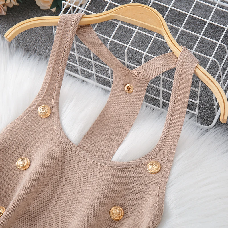 YuooMuoo Women Dress 2025 Summer Sexy Halter Sleeveless Buttoned Maxi Bodycon Dress Elegant Evening Black Party Dress Vestidos 5