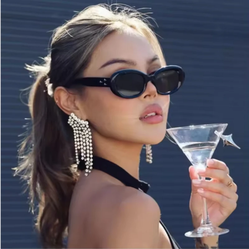 Oval Sunglasses for Men Women Fashion Retro Brand Design Shades Eyewear Fishing