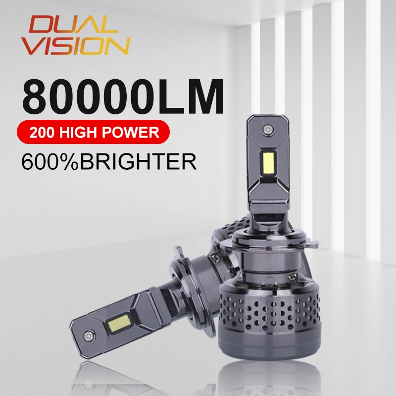 

80000LM H7 LED Canbus Car Light LED H4 H11 H1 H8 H9 HB4 HB3 9005 9006 9012 HIR2 200W 600% Brighter 6PCS 3570 CSP Chip Hi/Lo Beam