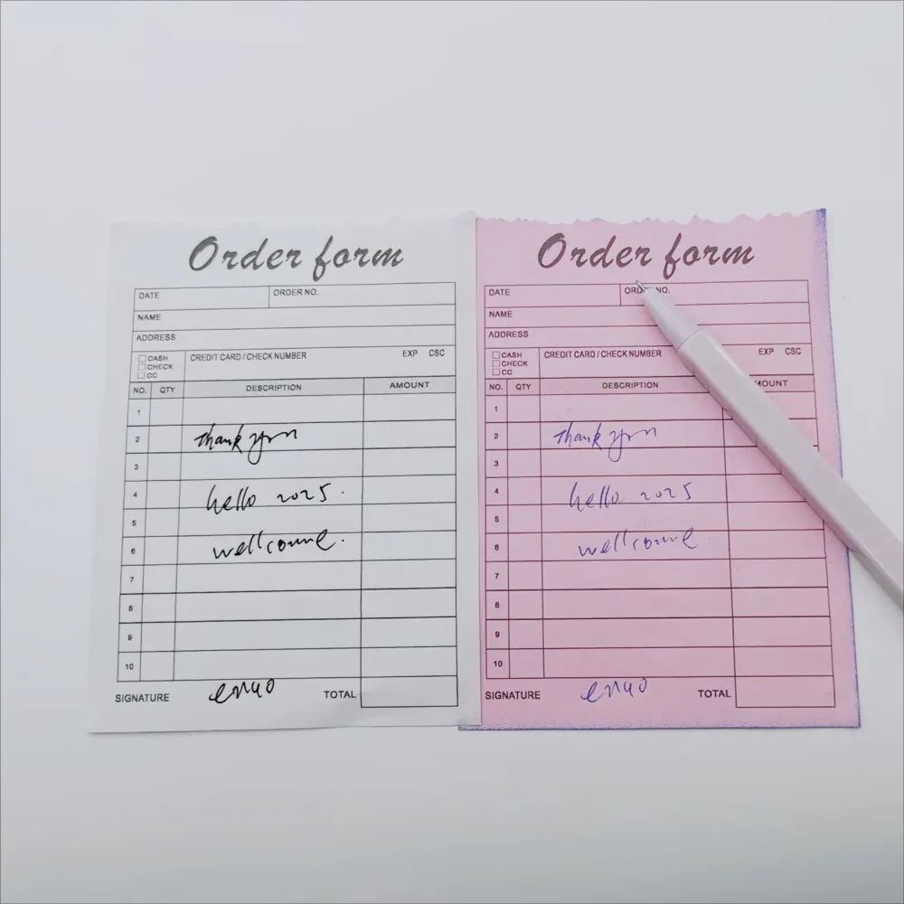 Premium Thank You Receipt Books with Cardboard Backing, 2-Part Carbon-Free Sales Invoice Book, 3.7x5.1 Inches (Set of 50)