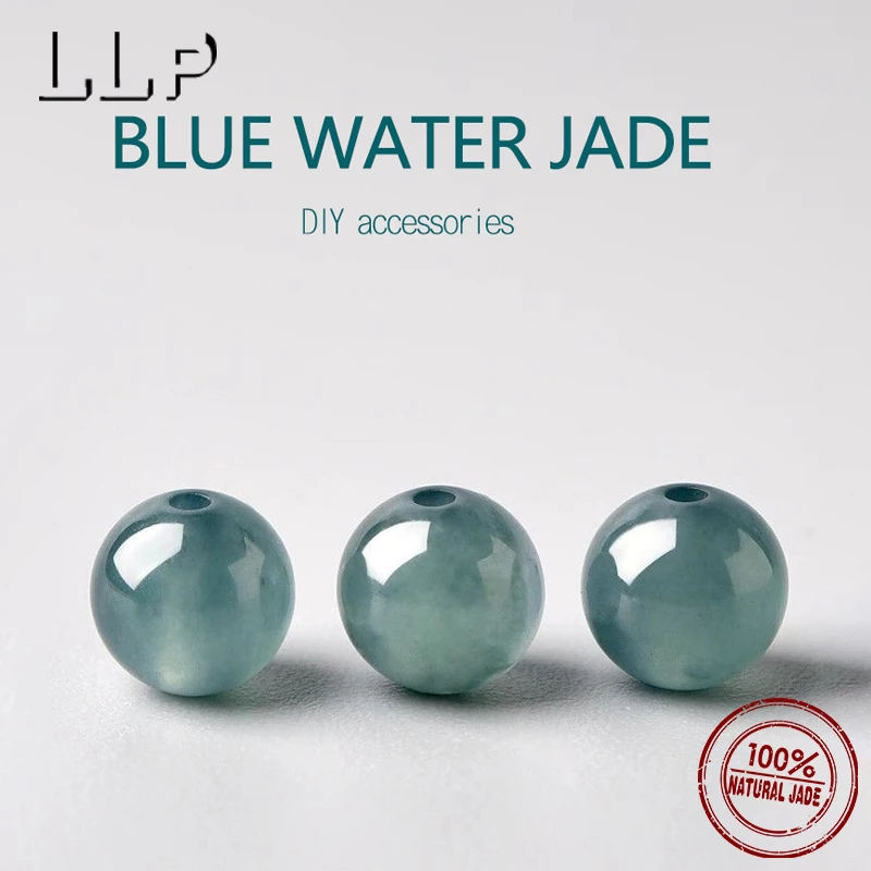 Natural Blue Water Jade Round Beads - 10 Piece Set for DIY Jewelry Crafting, Various Sizes Available
