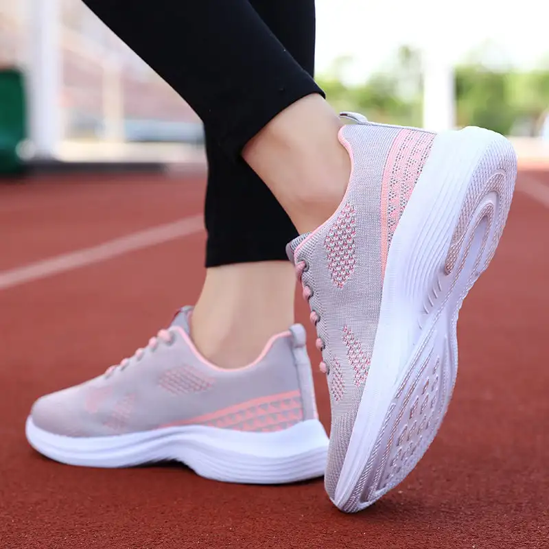 

Lightweight Knitting Running Shoes, Breathable Lace Up Casual Weaving Sports Sneakers, Women's Footwear