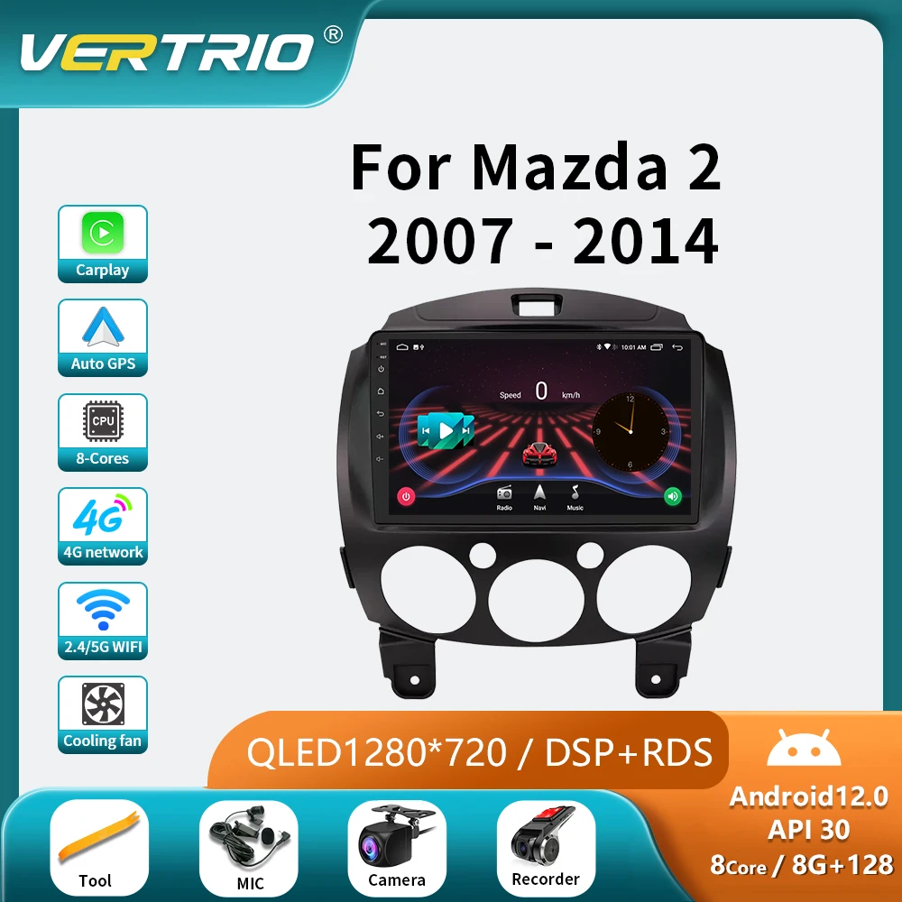 

Android Auto Car Radio For MAZDA 2 Mazda2 2007 - 2014 Multimedia Video Player 4G WIFI GPS Carplay 2 din NO 2Din DVD Head Unit
