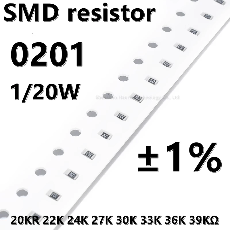

(100 шт.) 0201 SMD резистор 1% 20K 22K 24K 27K 30K 33K 36K 39KΩ 1/20W