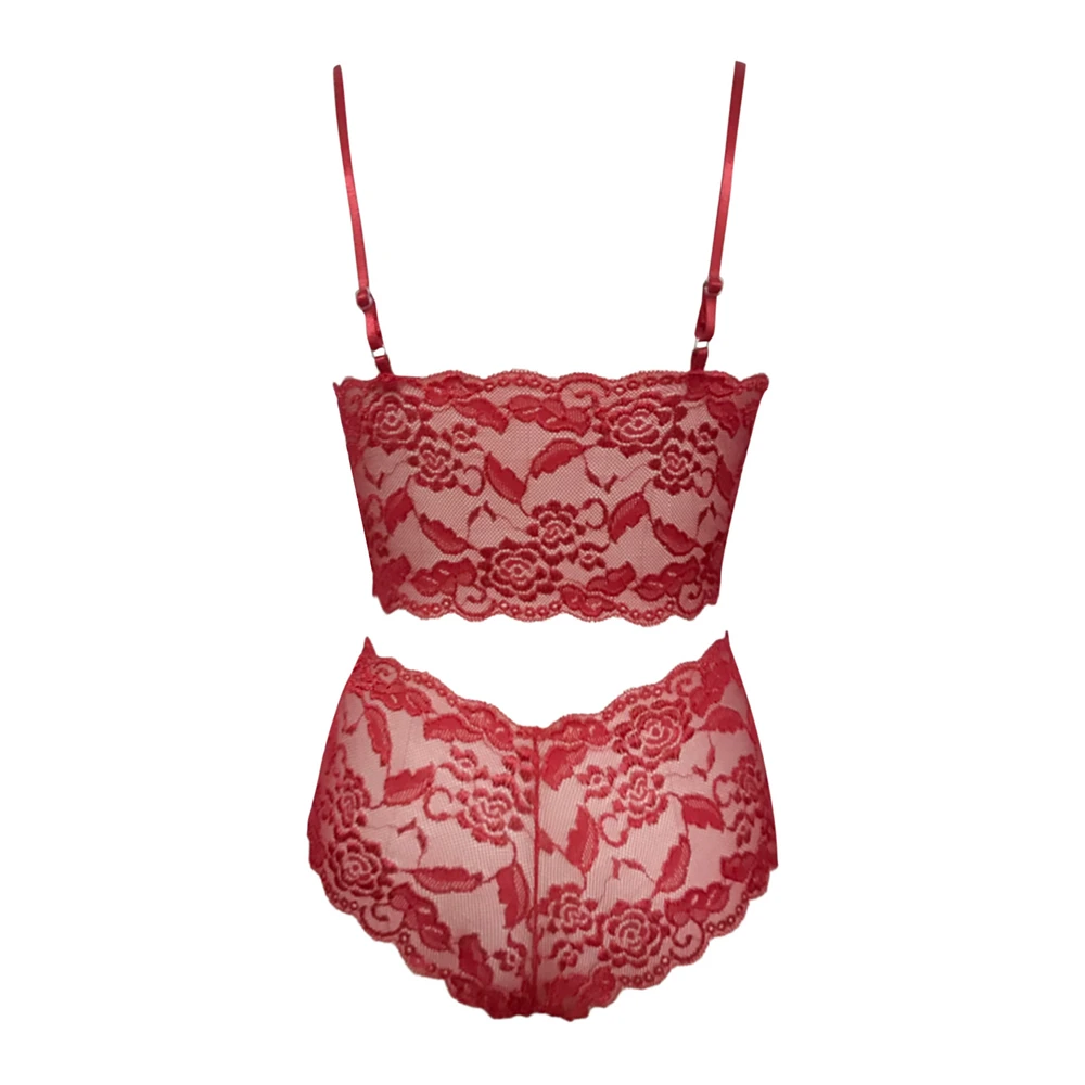 Sexy Women's Lingerie Set With Floral Lace Triangle Bralette Bra_voghion.com
