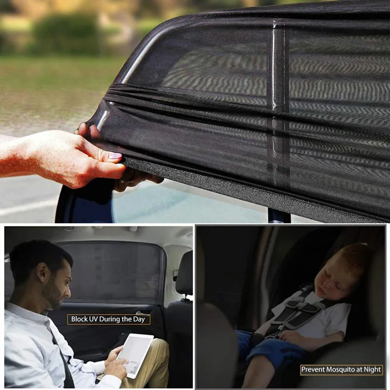 2pcs Car Rear Side Window Sunshade UV Protect Shield Mesh Prevent Mosquito Sunshine Privacy Protection Foldable Curtain 5