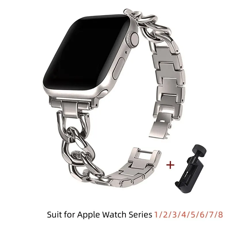 Sleek Metallic Chain Watch Strap
