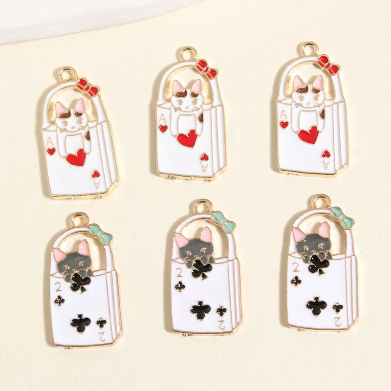 5 шт. Золотой мультяшный бант кошка шармы покерная карточка кулон дружба подарки для ожерелья ручной работы аксессуары для изготовления ювелирных изделий